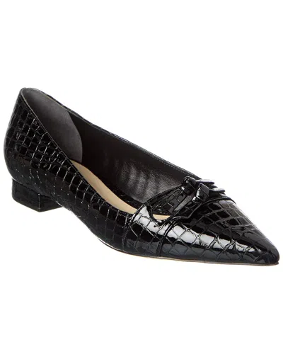 Alexandre Birman Kate Croc-embossed Patent Flat In Black