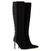 Alexandre Birman Knee-length With Snakeskin Effect Boots In Black Suede In Black
