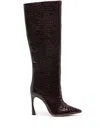 Alexandre Birman Kyra 100mm Embossed Leather Boots In Red