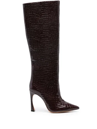Alexandre Birman Kyra 100mm Embossed Leather Boots In Red