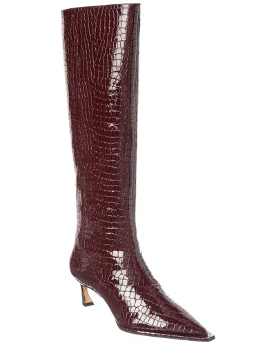 ALEXANDRE BIRMAN KYRA 50 CROC-EMBOSSED PATENT KNEE-HIGH BOOT