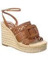Alexandre Birman Lana 150 Woven Leather Wedge Sandal In Brown