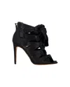 Alexandre Birman Layla Lace-up Booties In Black Satin In Black