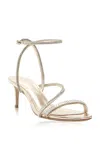 Alexandre Birman Leah Crystal Leather Sandals In Gold