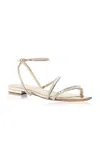 Alexandre Birman Leah Zircone Leather Sandals In Gold