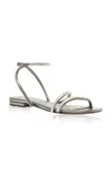 Alexandre Birman Leah Zircone Leather Sandals In Grey