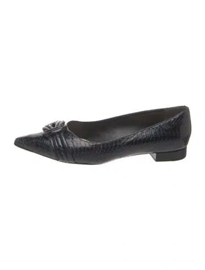Pre-owned Alexandre Birman Leather Animal Print Ballet Flats In Blue