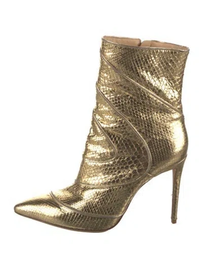 Pre-owned Alexandre Birman Leather Animal Print Boots In Gold