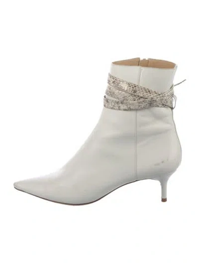 Pre-owned Alexandre Birman Leather Animal Print Boots In White