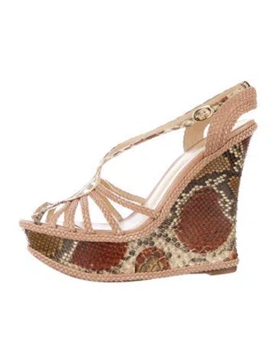 Pre-owned Alexandre Birman Leather Animal Print Espadrilles In Neutral