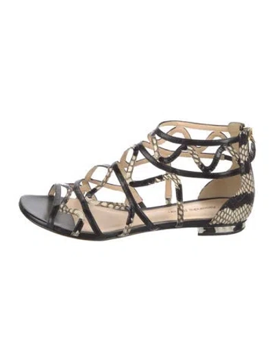 Pre-owned Alexandre Birman Leather Animal Print Gladiator Sandals In Black
