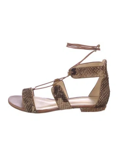Pre-owned Alexandre Birman Leather Animal Print Gladiator Sandals In Brown