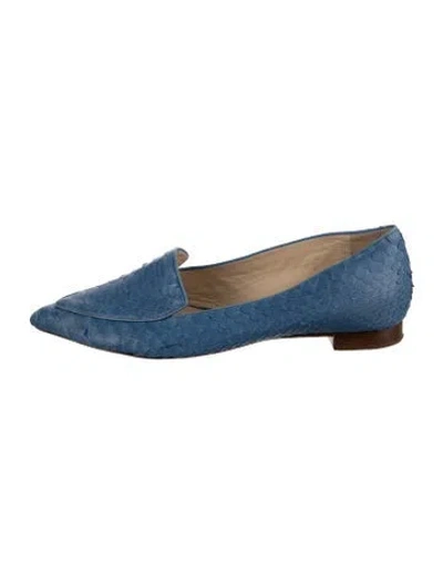 Pre-owned Alexandre Birman Leather Animal Print Loafers In Blue