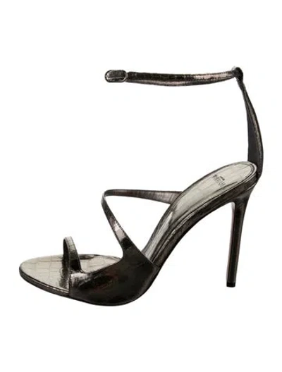 Pre-owned Alexandre Birman Leather Animal Print Sandals In Black