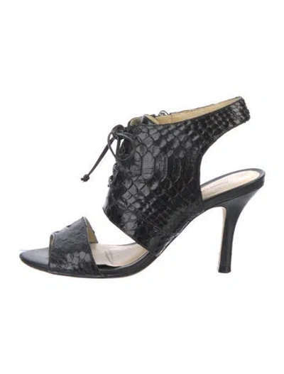 Pre-owned Alexandre Birman Leather Animal Print Sandals In Black