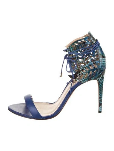 Pre-owned Alexandre Birman Leather Animal Print Sandals In Blue