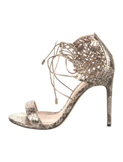 Pre-owned Alexandre Birman Leather Animal Print Sandals In Gold