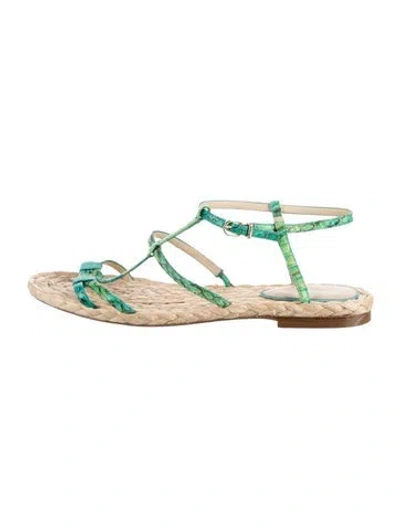 Pre-owned Alexandre Birman Leather Animal Print Sandals In Green
