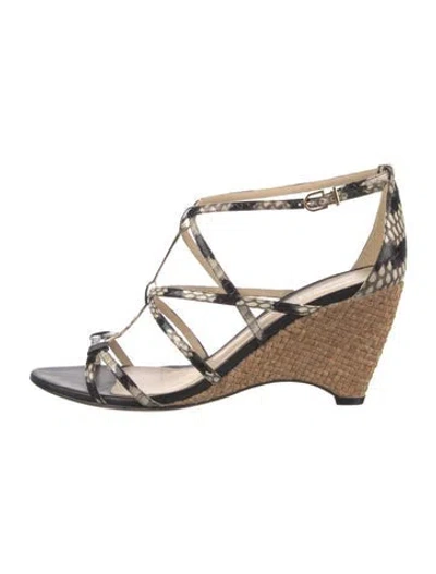 Pre-owned Alexandre Birman Leather Animal Print Sandals In Neutrals