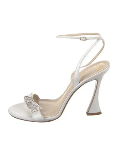 Pre-owned Alexandre Birman Leather Animal Print Sandals In White