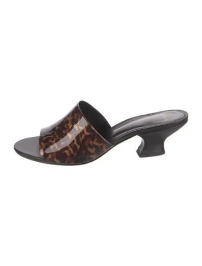 Pre-owned Alexandre Birman Leather Animal Print Slides In Brown