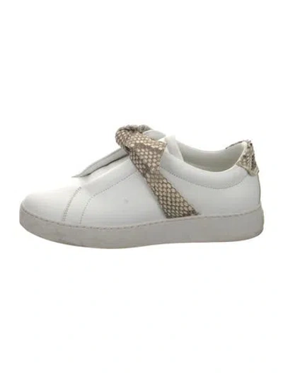Pre-owned Alexandre Birman Leather Animal Print Sneakers In White