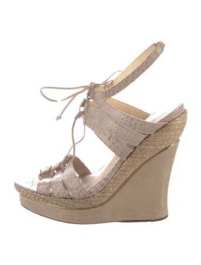 Pre-owned Alexandre Birman Leather Animal Print T-strap Sandals In Multi