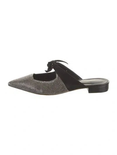 Pre-owned Alexandre Birman Leather Beaded Accents Mules In Black