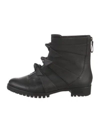 Pre-owned Alexandre Birman Leather Bow Accents Boots In Black
