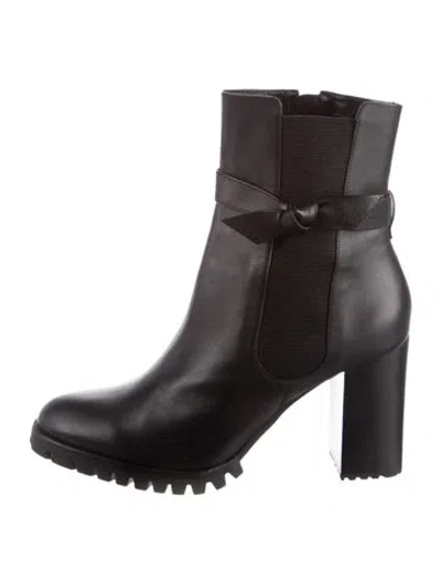 Pre-owned Alexandre Birman Leather Bow Accents Boots In Black