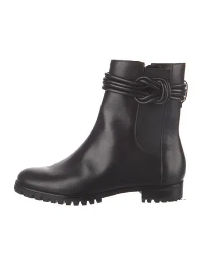 Pre-owned Alexandre Birman Leather Bow Accents Boots In Black