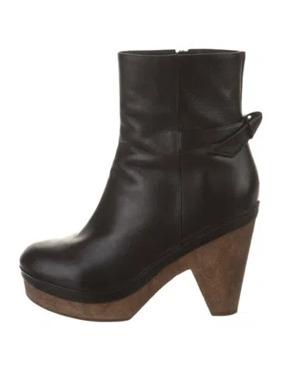 Pre-owned Alexandre Birman Leather Bow Accents Boots In Black