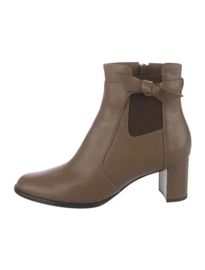 Pre-owned Alexandre Birman Leather Bow Accents Chelsea Boots In Brown