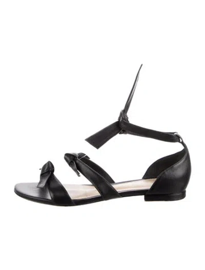 Pre-owned Alexandre Birman Leather Bow Accents D'orsay Flats In Black