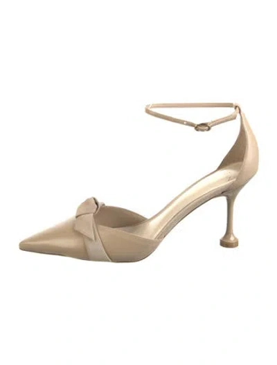Pre-owned Alexandre Birman Leather Bow Accents D'orsay Pumps In Neutral
