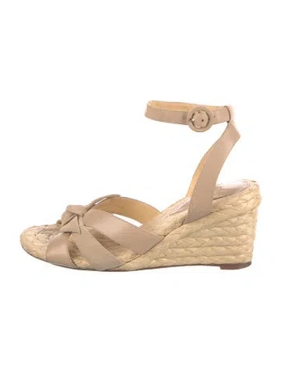 Pre-owned Alexandre Birman Leather Bow Accents Espadrilles In Neutral