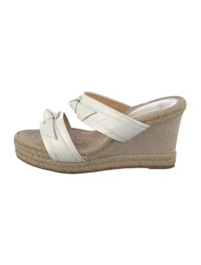 Pre-owned Alexandre Birman Leather Bow Accents Espadrilles In Neutrals/white