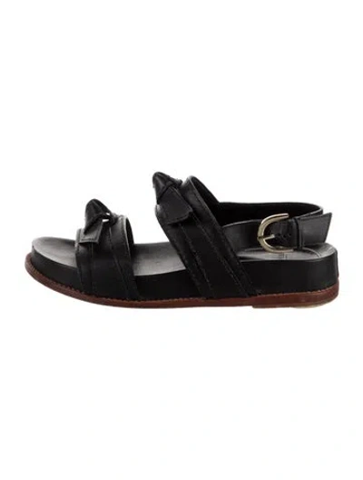 Pre-owned Alexandre Birman Leather Bow Accents Flats In Black