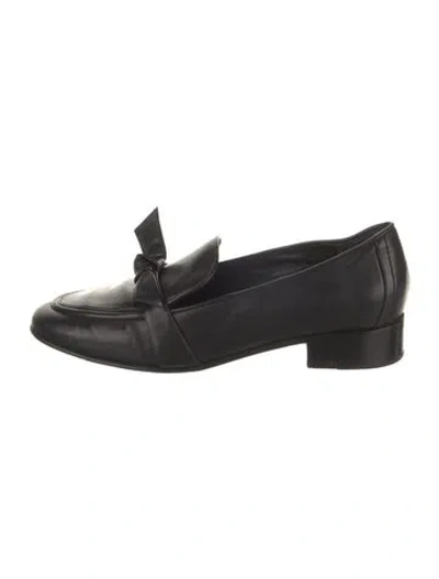 Pre-owned Alexandre Birman Leather Bow Accents Loafers In Black