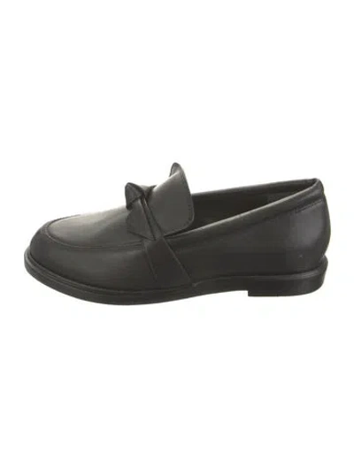 Pre-owned Alexandre Birman Leather Bow Accents Loafers In Black