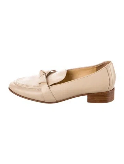 Pre-owned Alexandre Birman Leather Bow Accents Loafers In Neutral