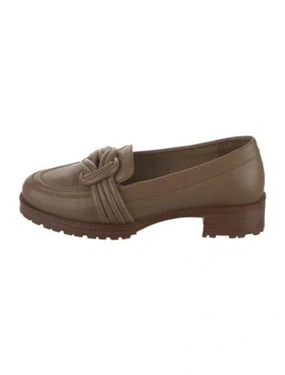 Pre-owned Alexandre Birman Leather Bow Accents Loafers In Neutrals