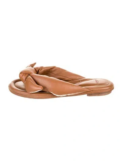 Pre-owned Alexandre Birman Leather Bow Accents Mules In Brown