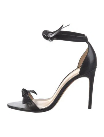 Pre-owned Alexandre Birman Leather Bow Accents Sandals In Black