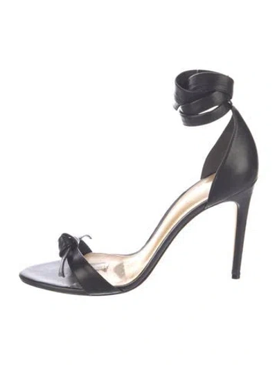 Pre-owned Alexandre Birman Leather Bow Accents Sandals In Black