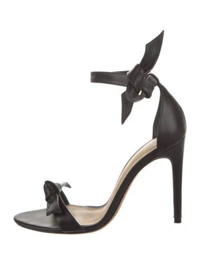 Pre-owned Alexandre Birman Leather Bow Accents Sandals In Black