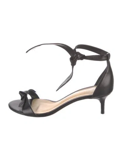Pre-owned Alexandre Birman Leather Bow Accents Sandals In Black
