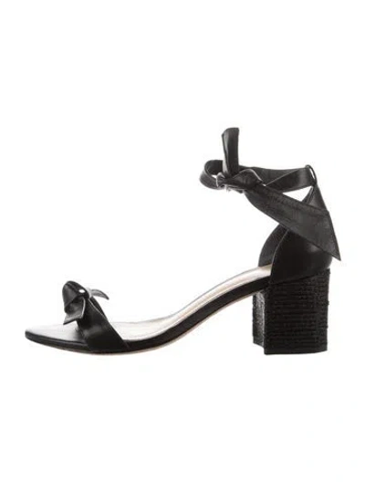Pre-owned Alexandre Birman Leather Bow Accents Sandals In Black