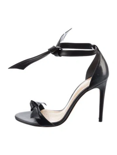 Pre-owned Alexandre Birman Leather Bow Accents Sandals In Black