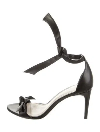 Pre-owned Alexandre Birman Leather Bow Accents Sandals In Black